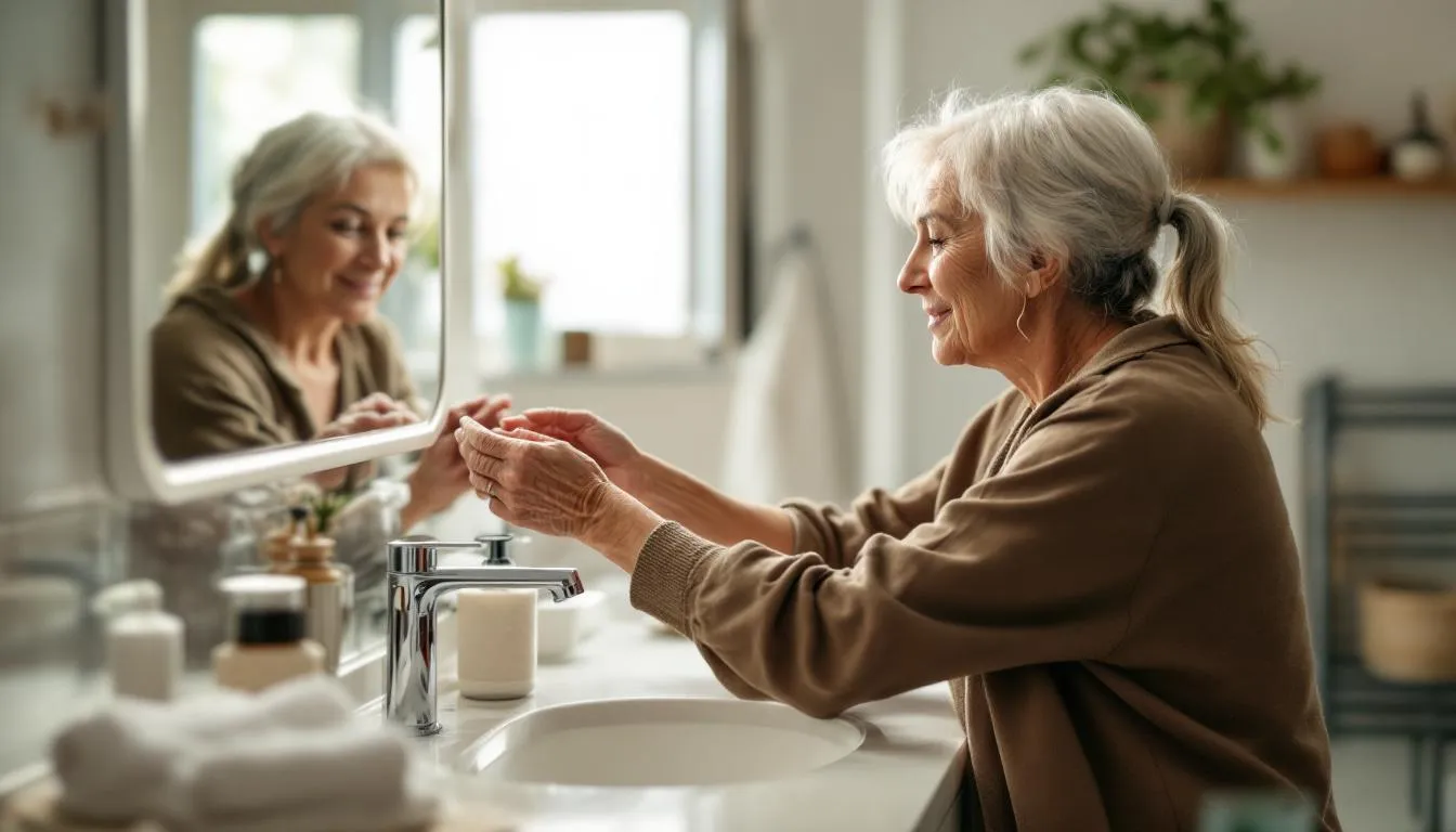 petite salle de bain 3m2 : petite salle de bain aménagée de manière fonctionnelle pour senior