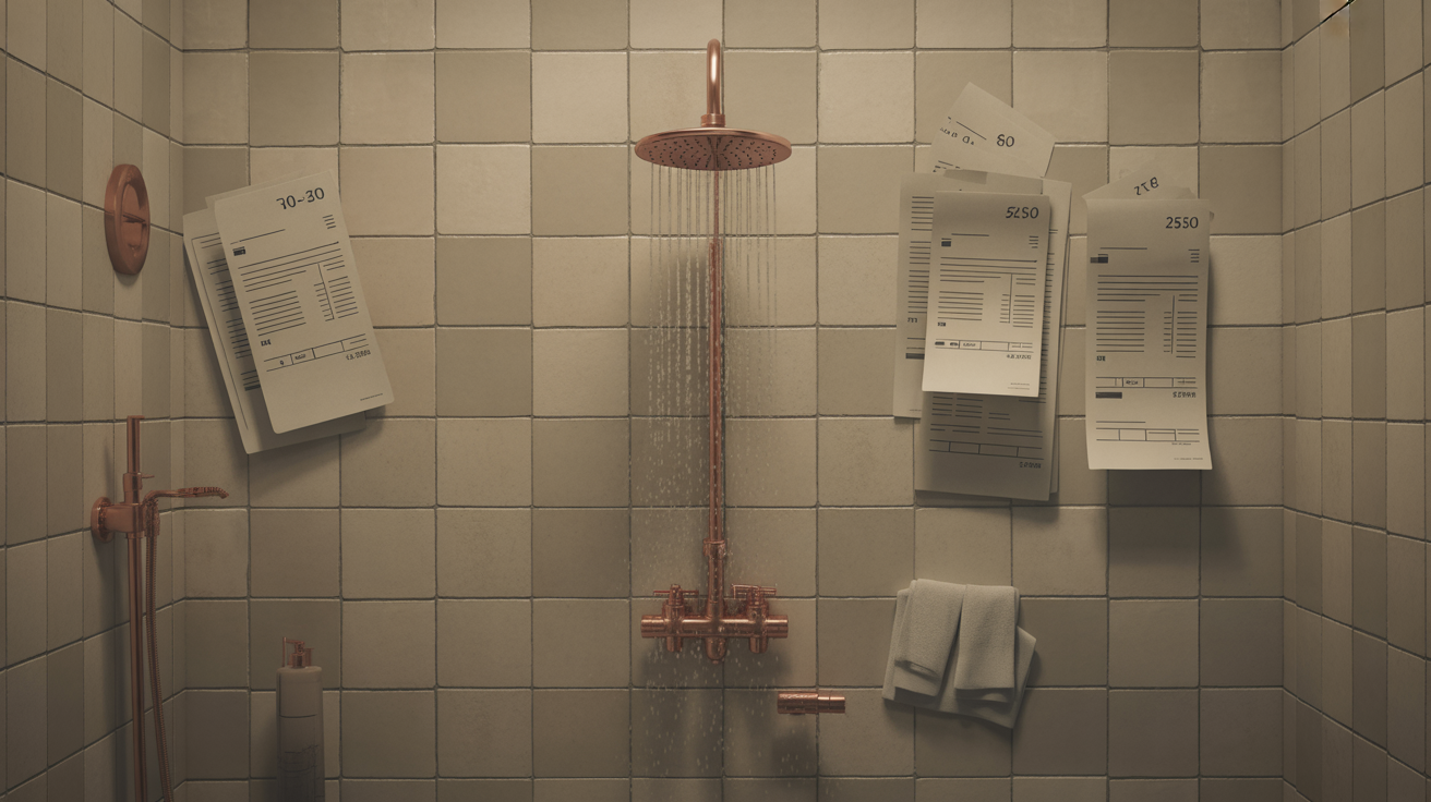 vue dessus bac à douche joint fissuré assurance