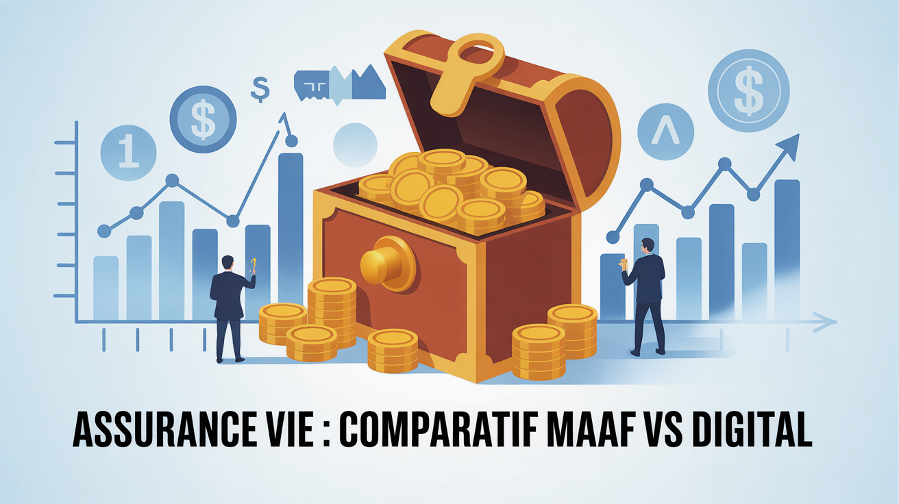 Coffre-fort ouvert, pièces d'or, assurance vie MAAF digital comparatif