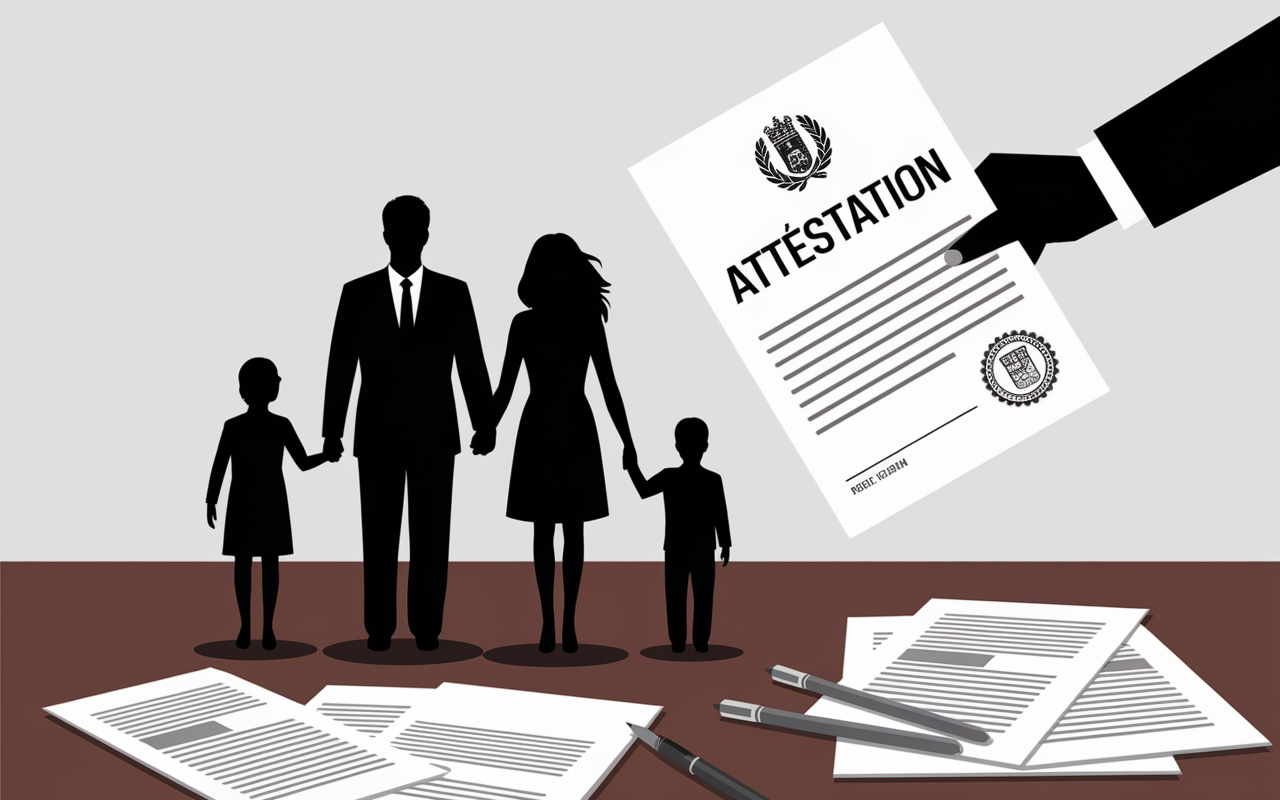 Famille recevant attestation dévolutive table administrative