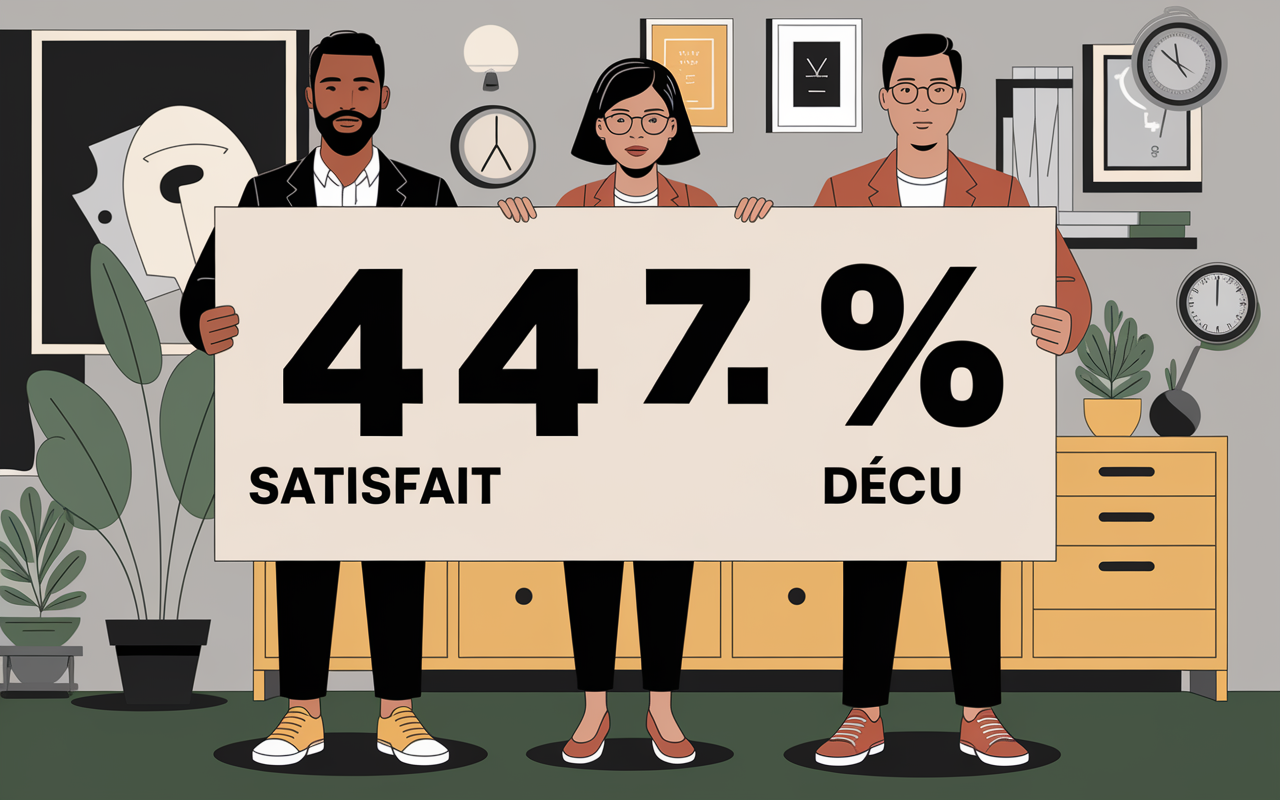 Tableau avis 44 pourcent satisfait et 44 pourcent decu Swiss Life
