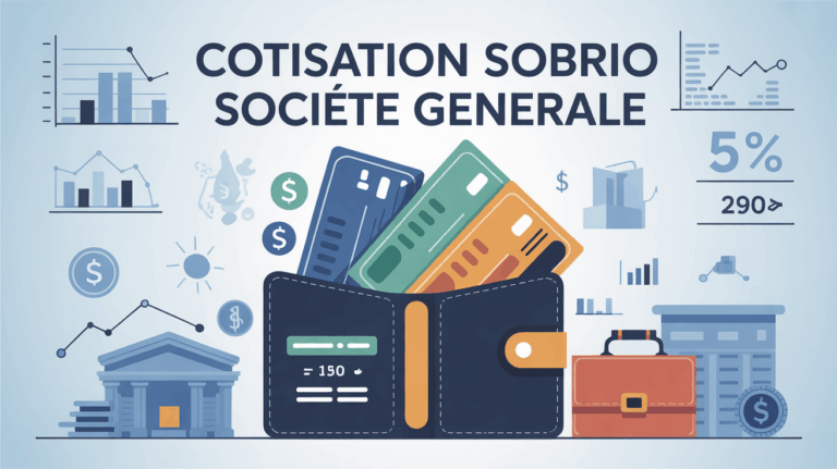 Illustration cotisation Sobrio Société Générale avec portefeuille et services bancaires