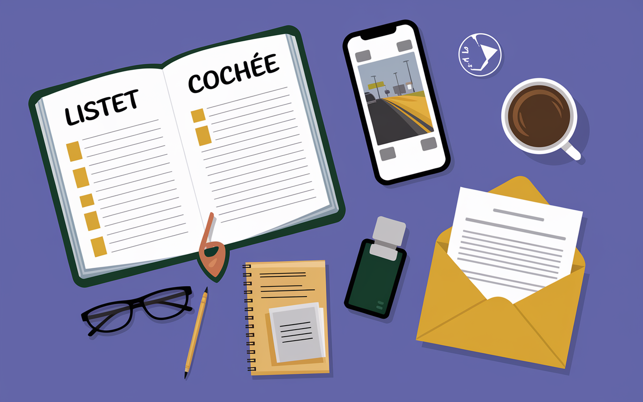 Carnet liste et smartphone photo accident declaration circonstanciee