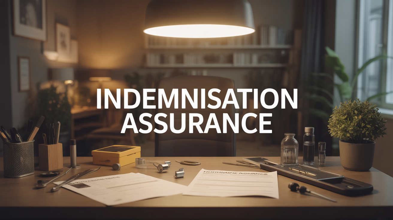 Scène indemnisation assurance habitation avec justificatifs et outils