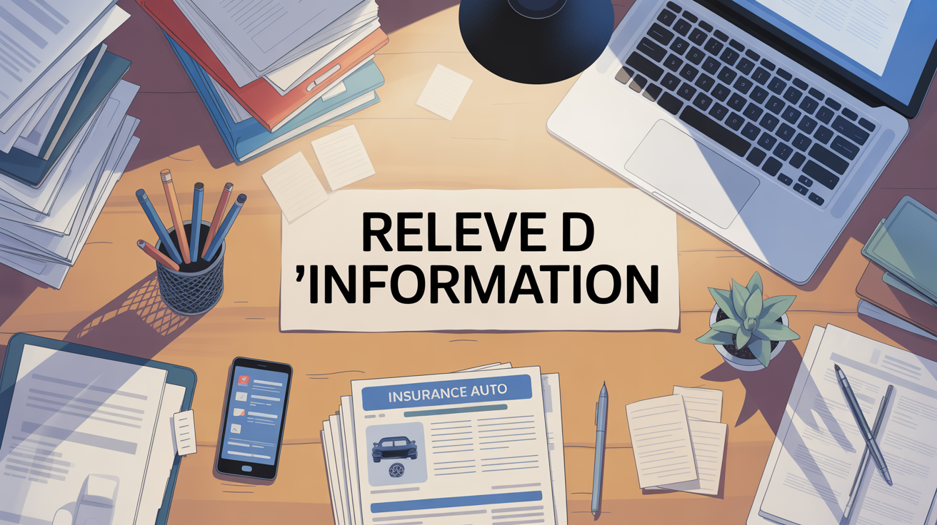 bureau avec releve d information assurance auto illustration