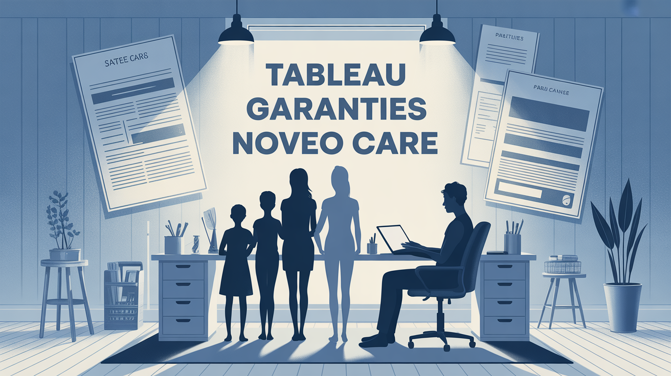 Illustration bureau Noveo Care, parent, famille, PDF garanties santé