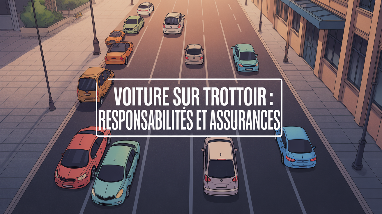Illustration voiture sur trottoir et assurances urbaines