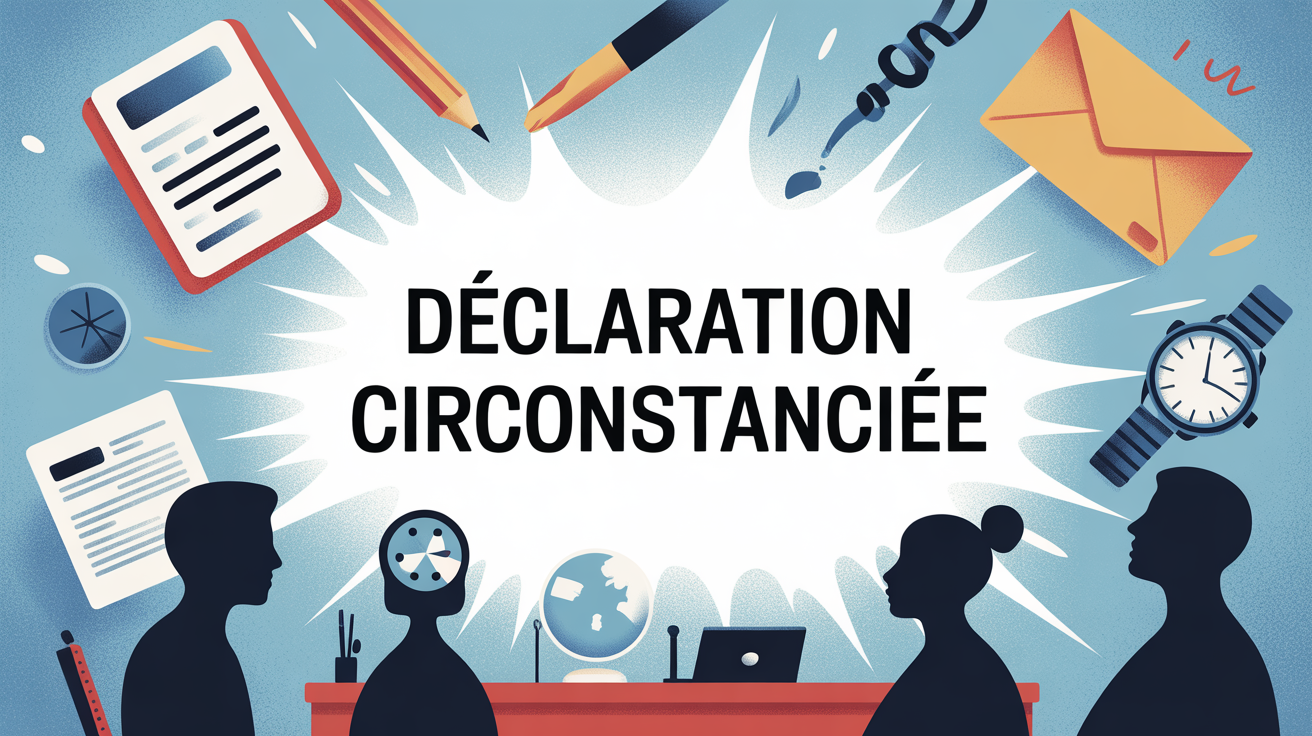 illustration declaration circonstanciee symboles bureau urgence