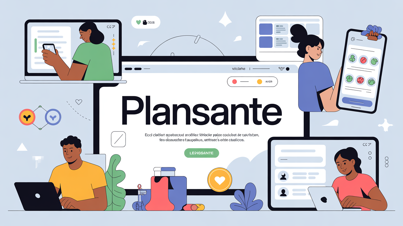 Illustration Plansante interface santé sécurisée tous appareils