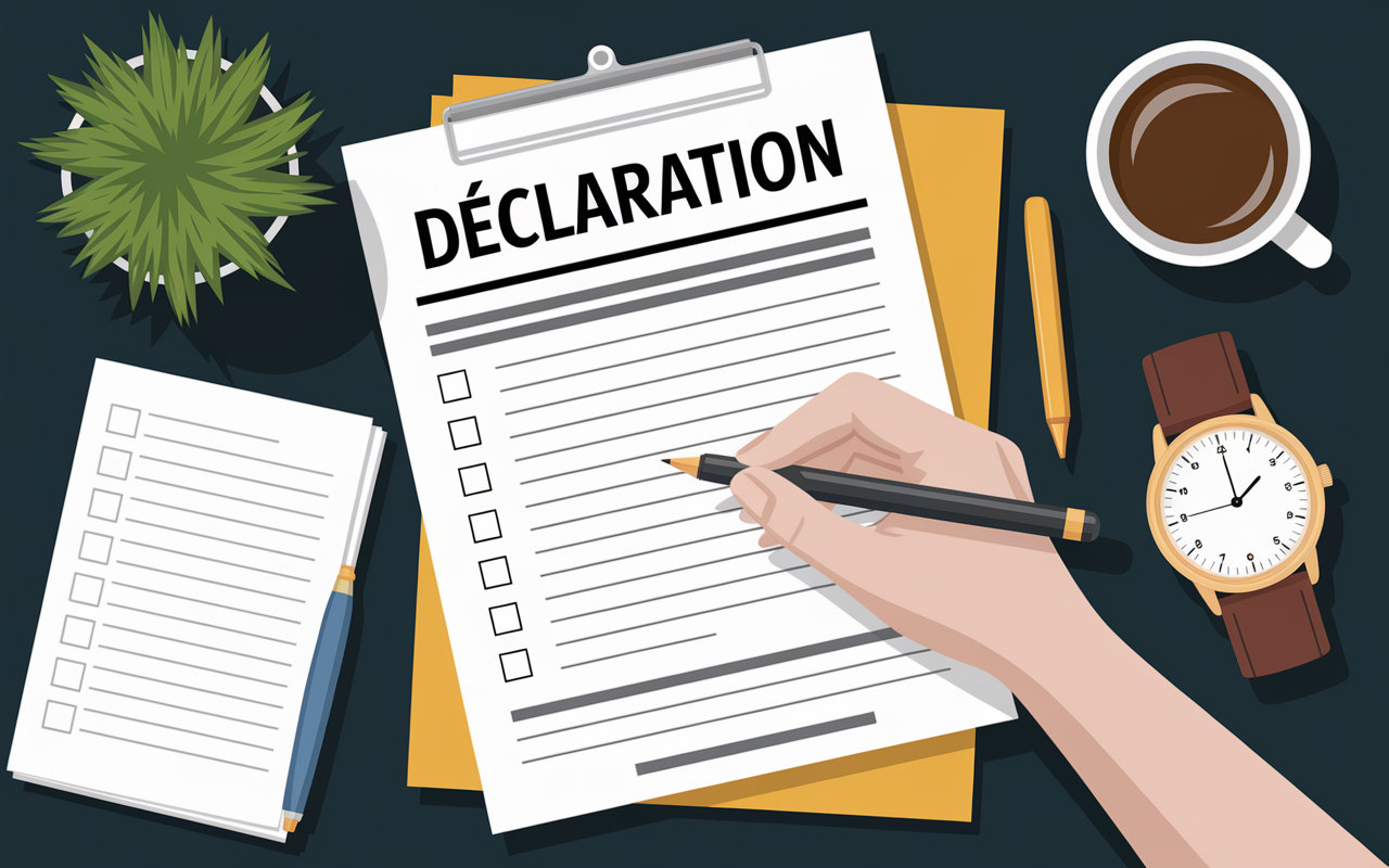 redaction declaration circonstanciee table checklist stylo