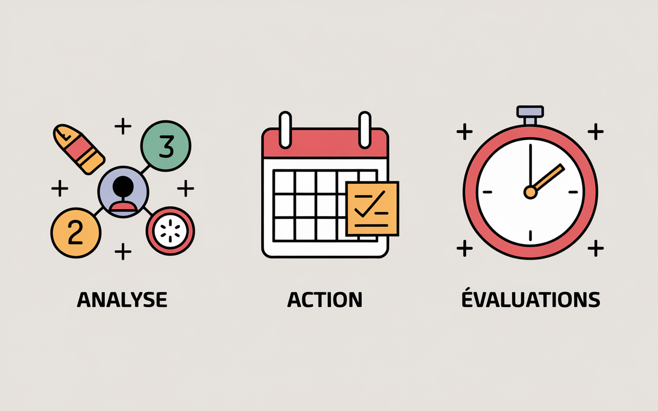 Schema etapes plan sante analyse action evaluation