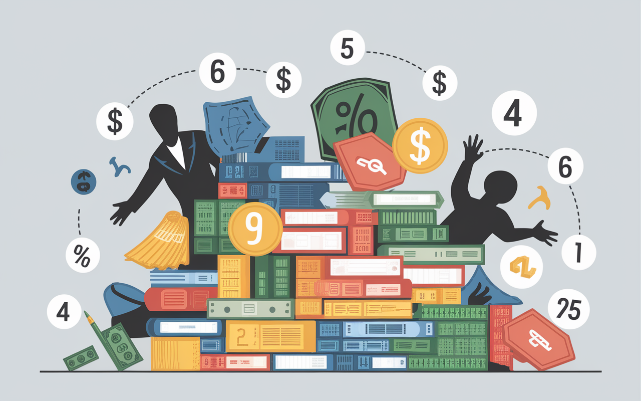 Pile de rapports, tablette numerique graphiques, symboles financiers, scene analyse moderne