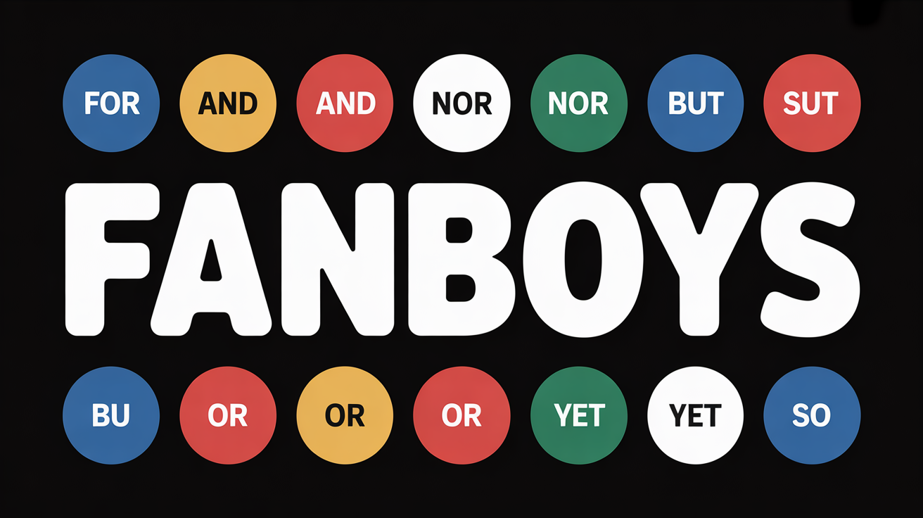 fanboys anglais conjonctions sur tableau noir