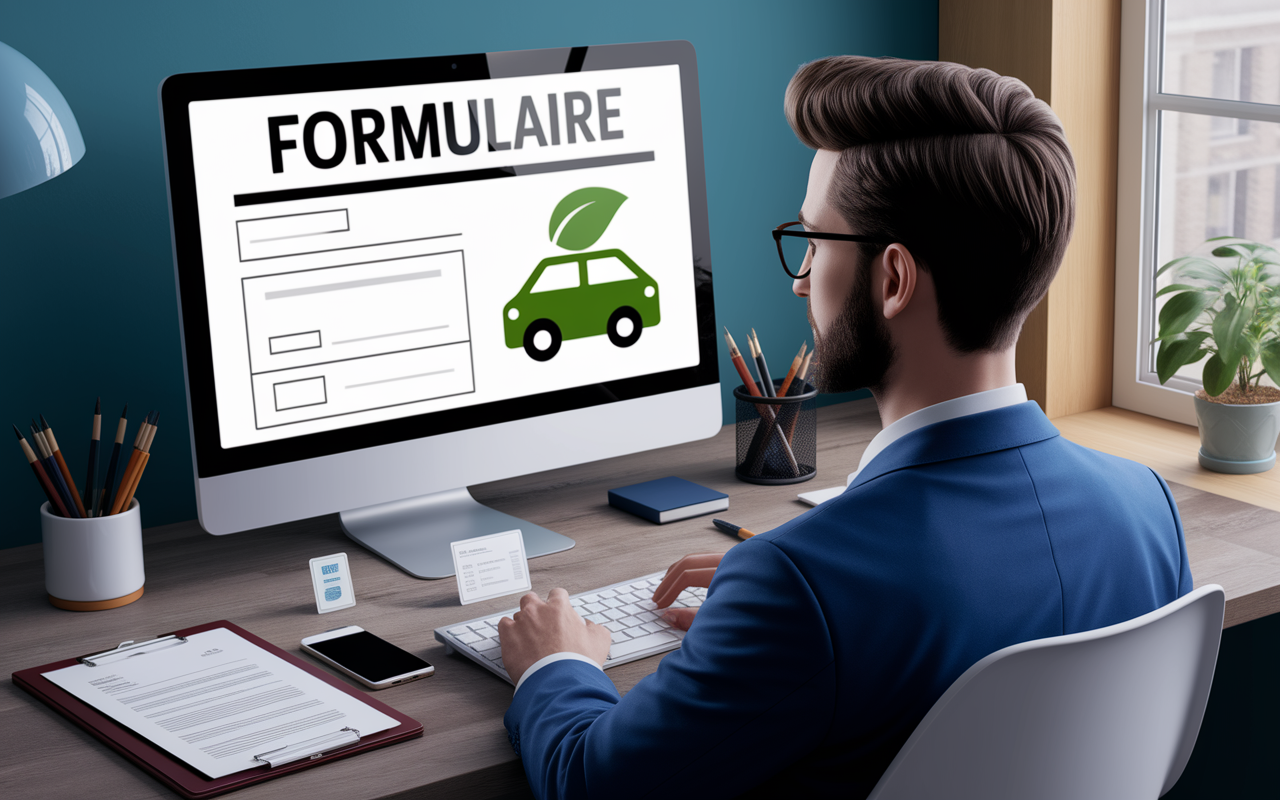 Formulaire validé France Travail sur ordinateur, documents sur bureau
