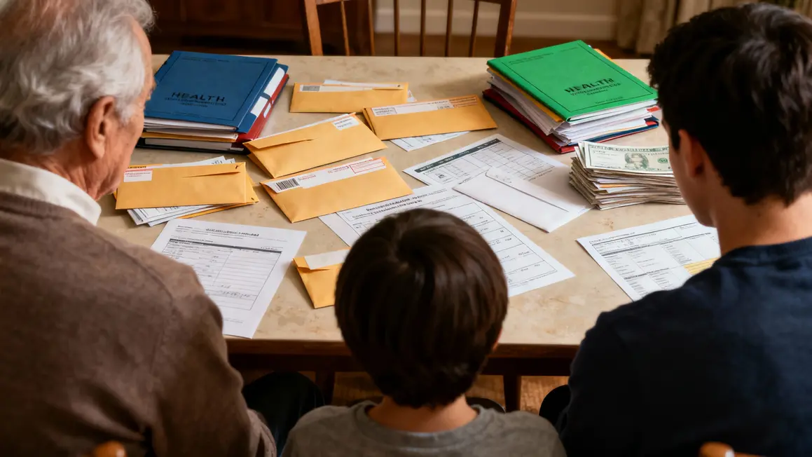 Famille autour d'une table, préparation épargne retraite