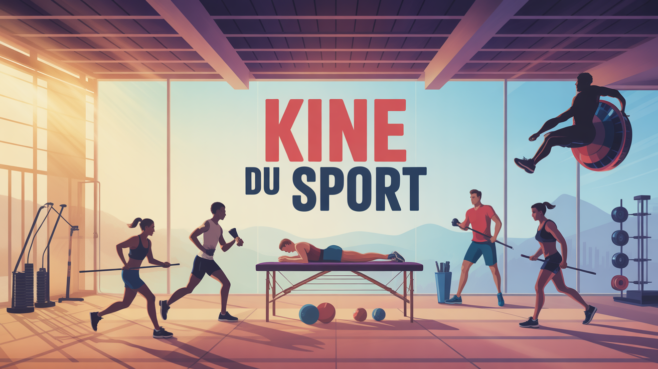 Salle de sport avec kine du sport en action