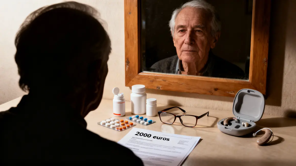 Senior avec médicaments et prothèse auditive