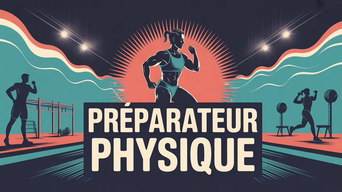 preparateur physique sur terrain sportif avec equipement d entrainement