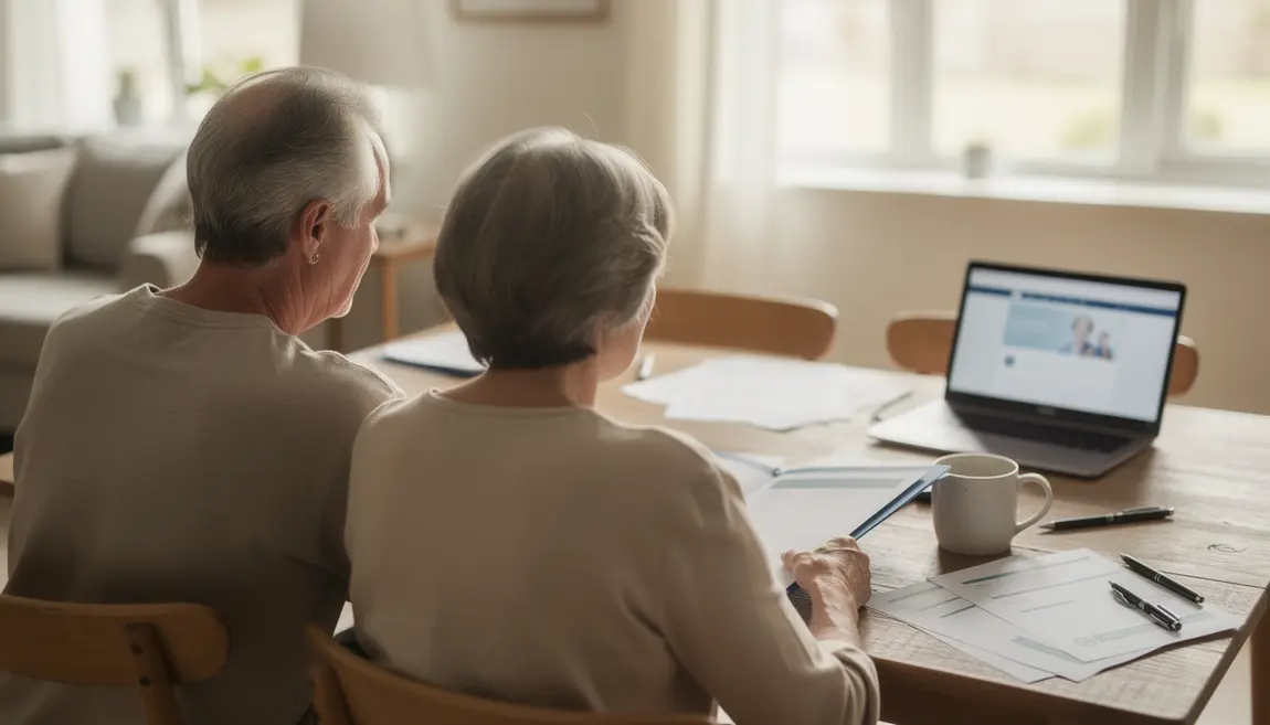 Couple senior consulte dossier retraite anticipee