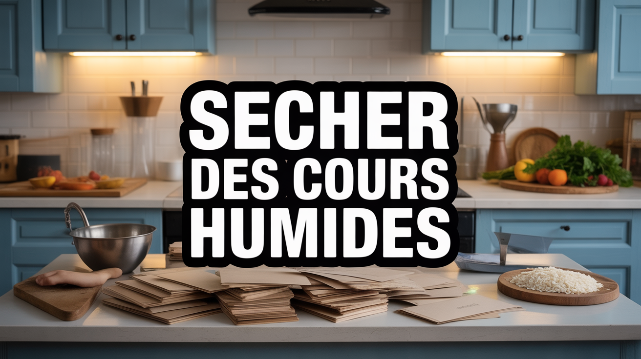 Sécher des cours humides polycopiés sur table cuisine