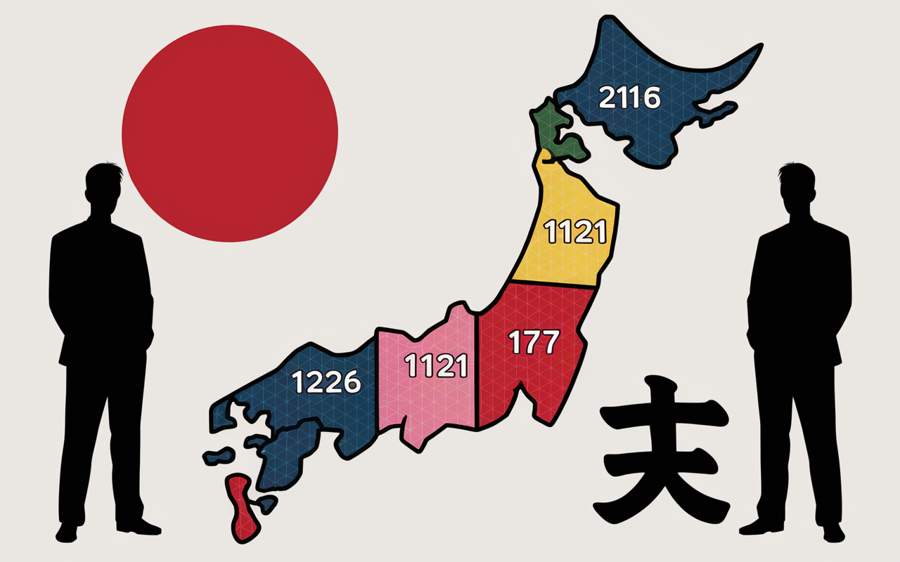 Tableau stylise SMIC Japon 2025 chiffres regions