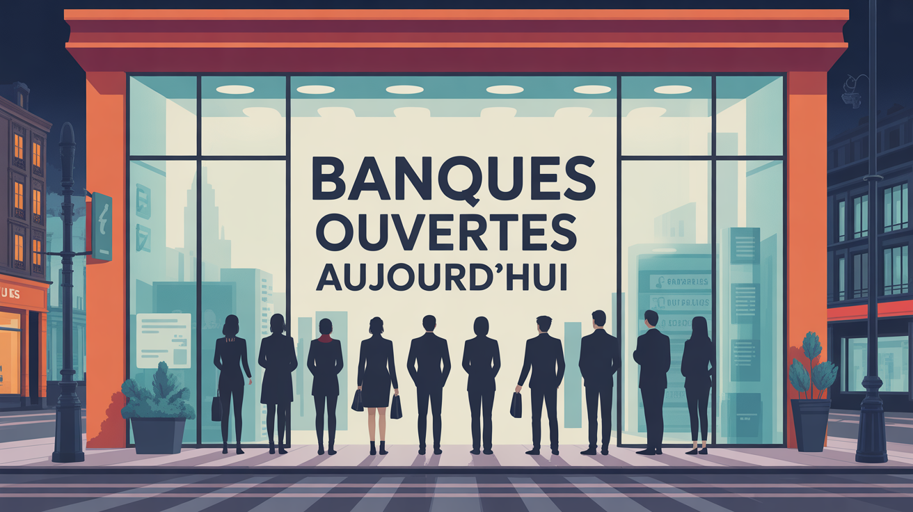 banque ouverte aujourd hui devant agence lumineuse