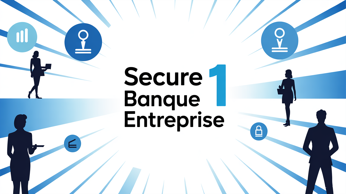 Ma banque entreprise secure 1 portail sécurisé silhouettes et clés