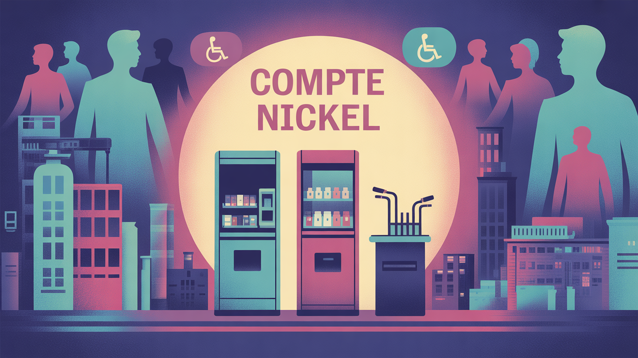 Illustration distributeur buraliste et logo compte nickel