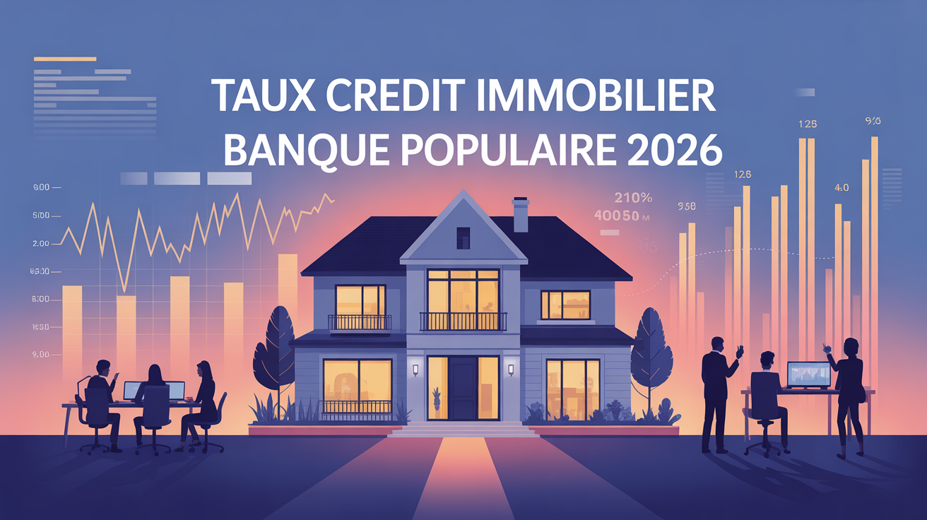 maison moderne et graphiques taux crédit banque populaire
