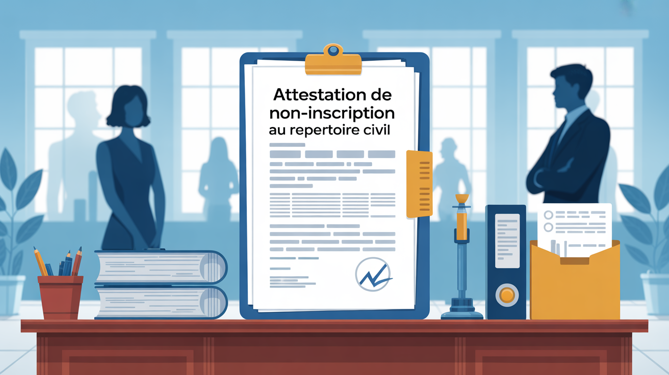 attestation de non inscription au répertoire civil sur bureau