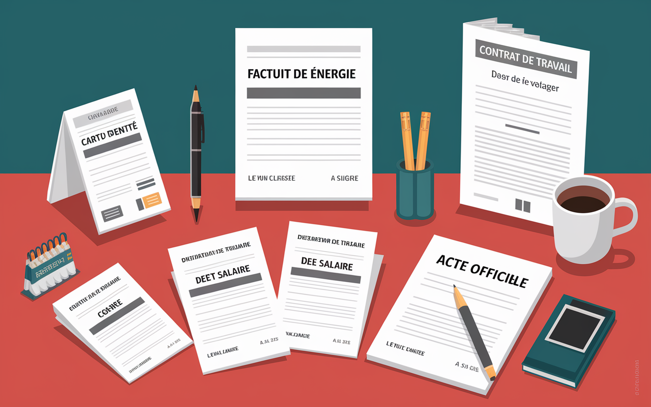 documents pour dossier pour location garant sur table