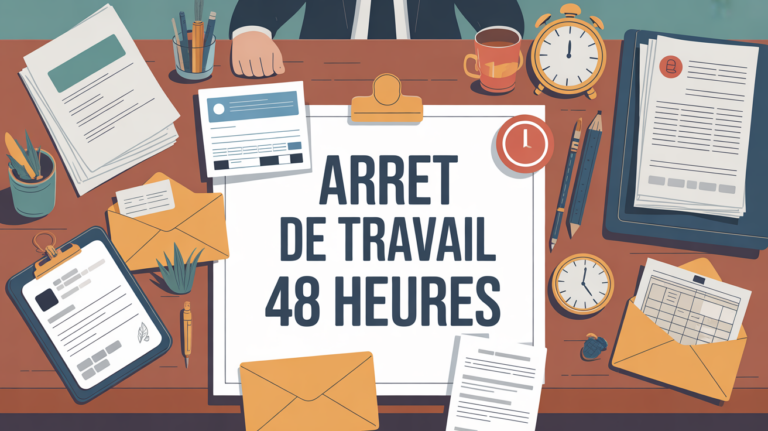 bureau stylisé envoi arrêt de travail 48h ouvrable