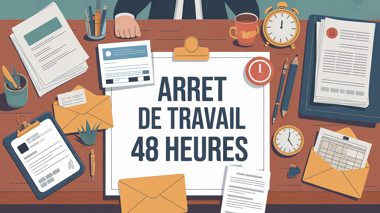 bureau stylisé envoi arrêt de travail 48h ouvrable