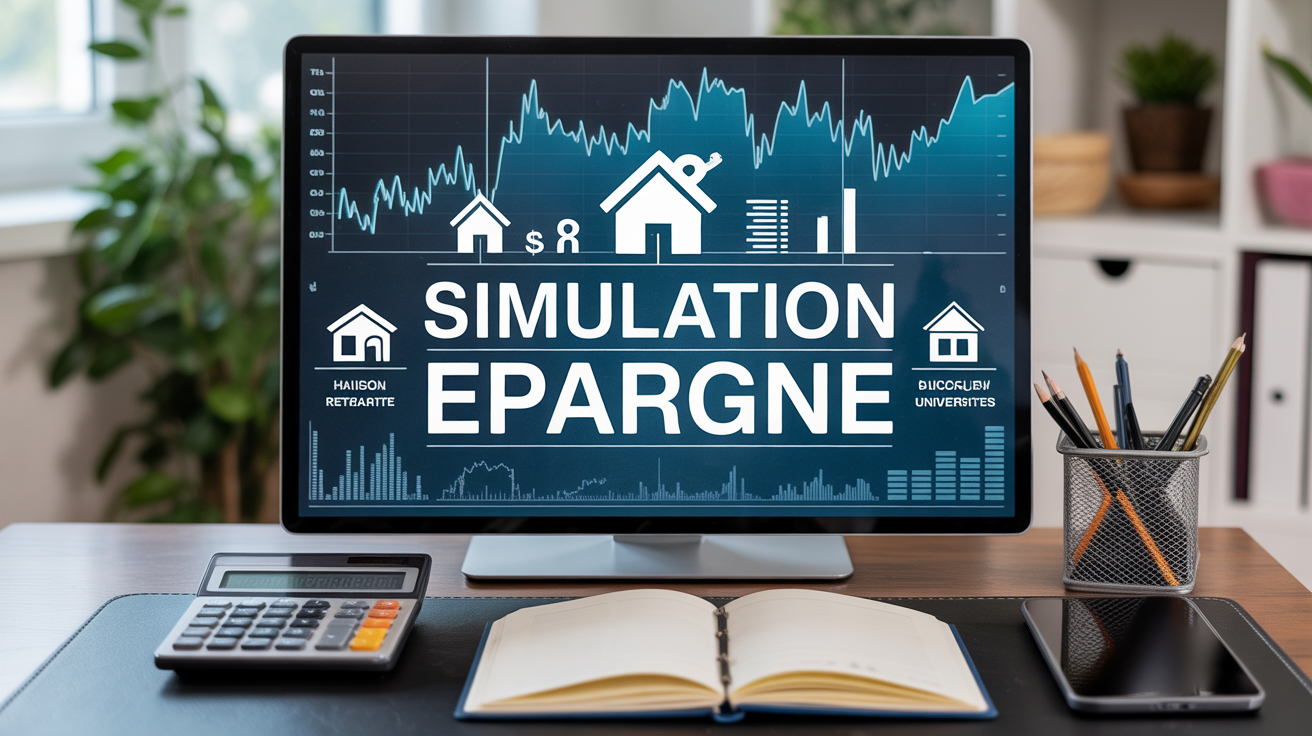 epargne simulation gros plan ecran graphiques bureau
