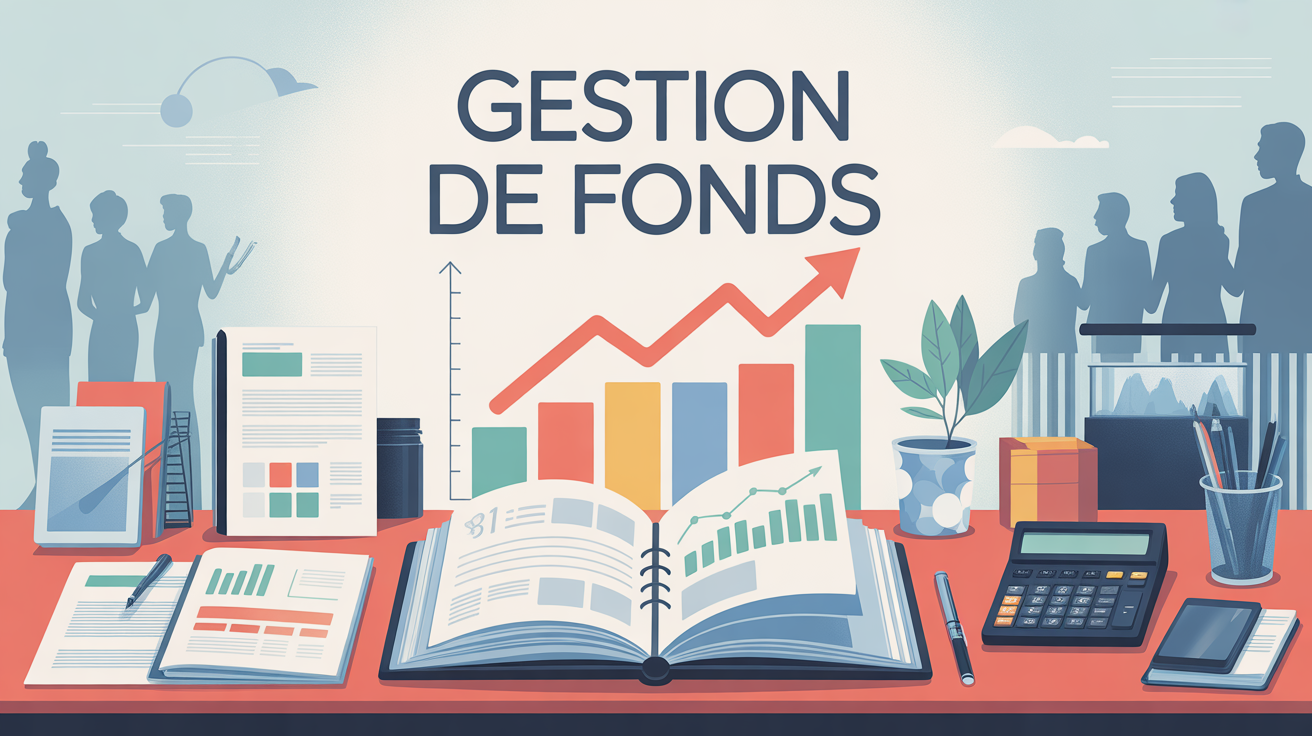 Illustration gestion de fonds sur bureau
