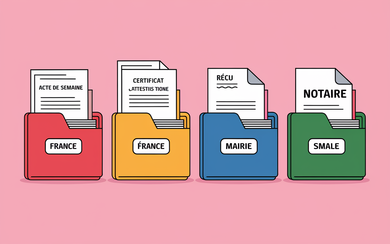 Chemises dossiers et documents preuve attestation de pacs