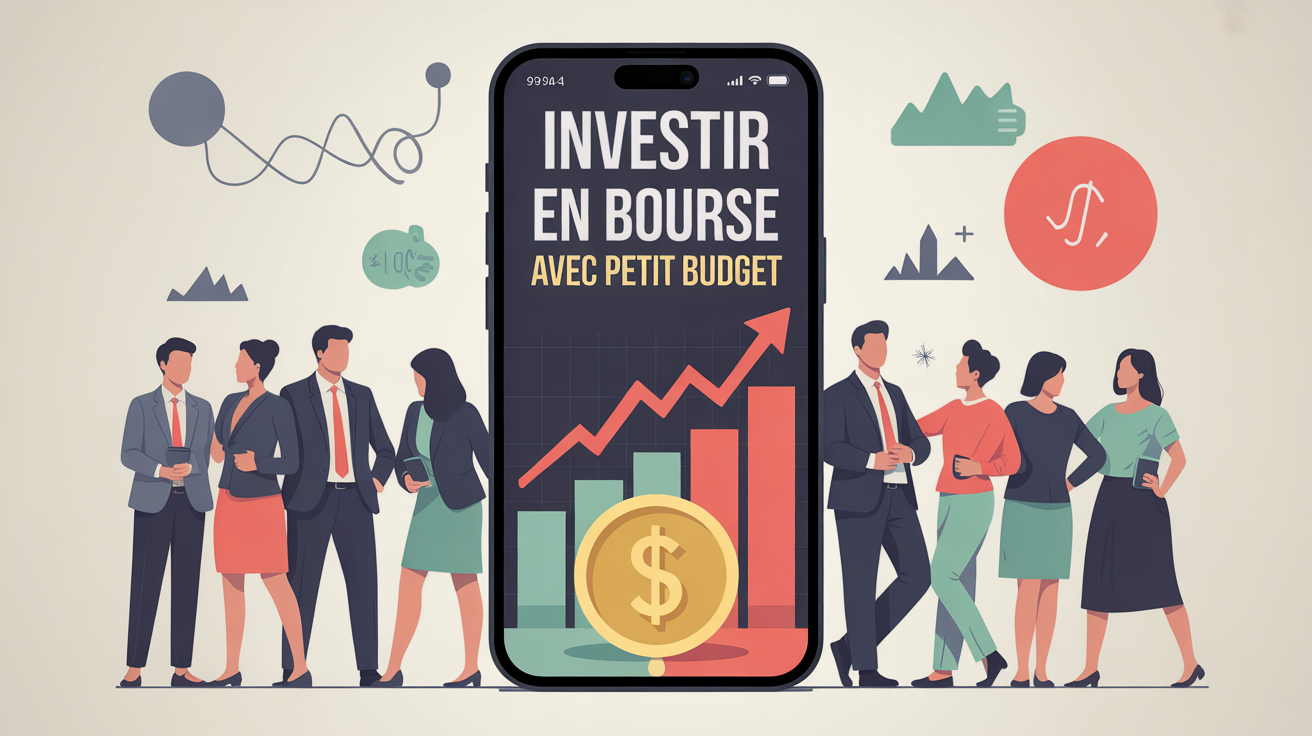 Investir en bourse petit budget illustration smartphone graphique