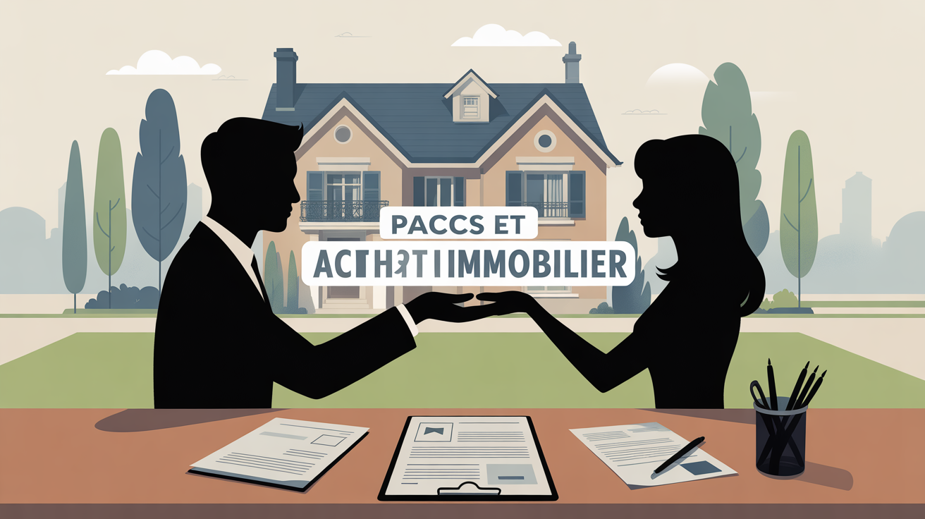 pacs avantage achat immobilier deux silhouettes main maison
