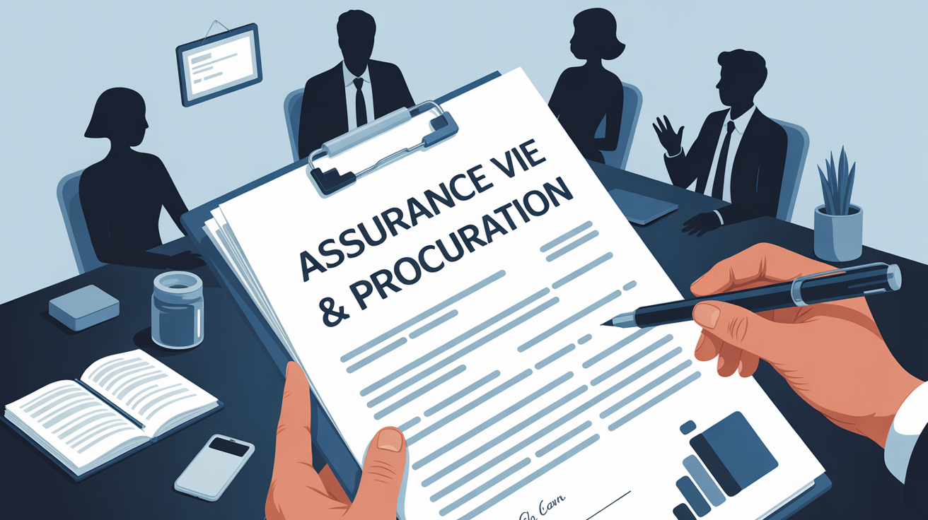 procuration sur assurance vie stylisee dossier bureau