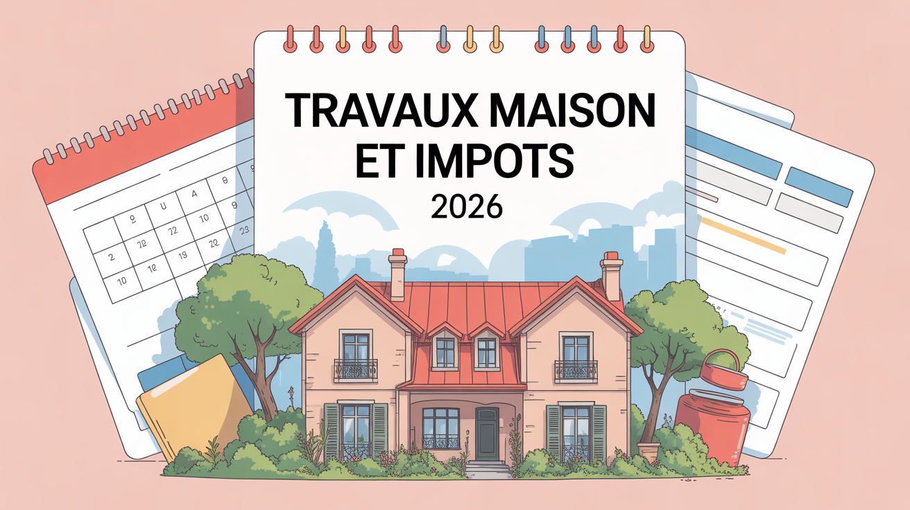 Vue stylisee maison renovation travaux maison impots 2026