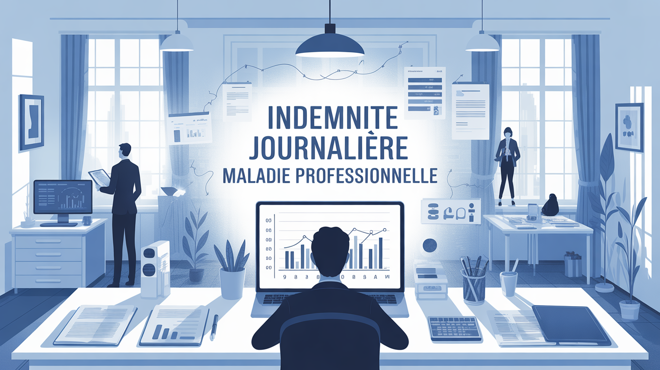 Bureau avec simulateur indemnité journalière maladie professionnelle
