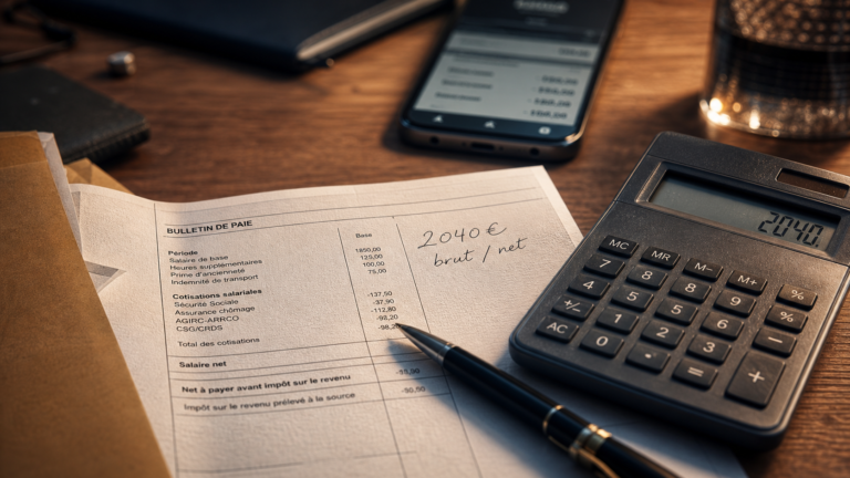 2040 brut en net : montant sur votre compte