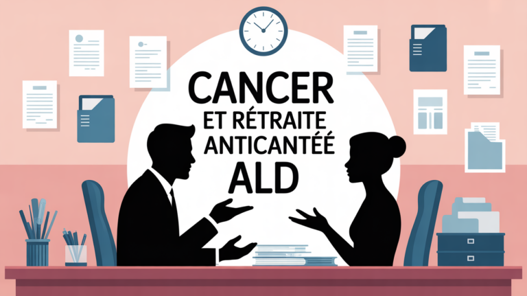 Illustration ALD cancer et retraite anticipée bureau