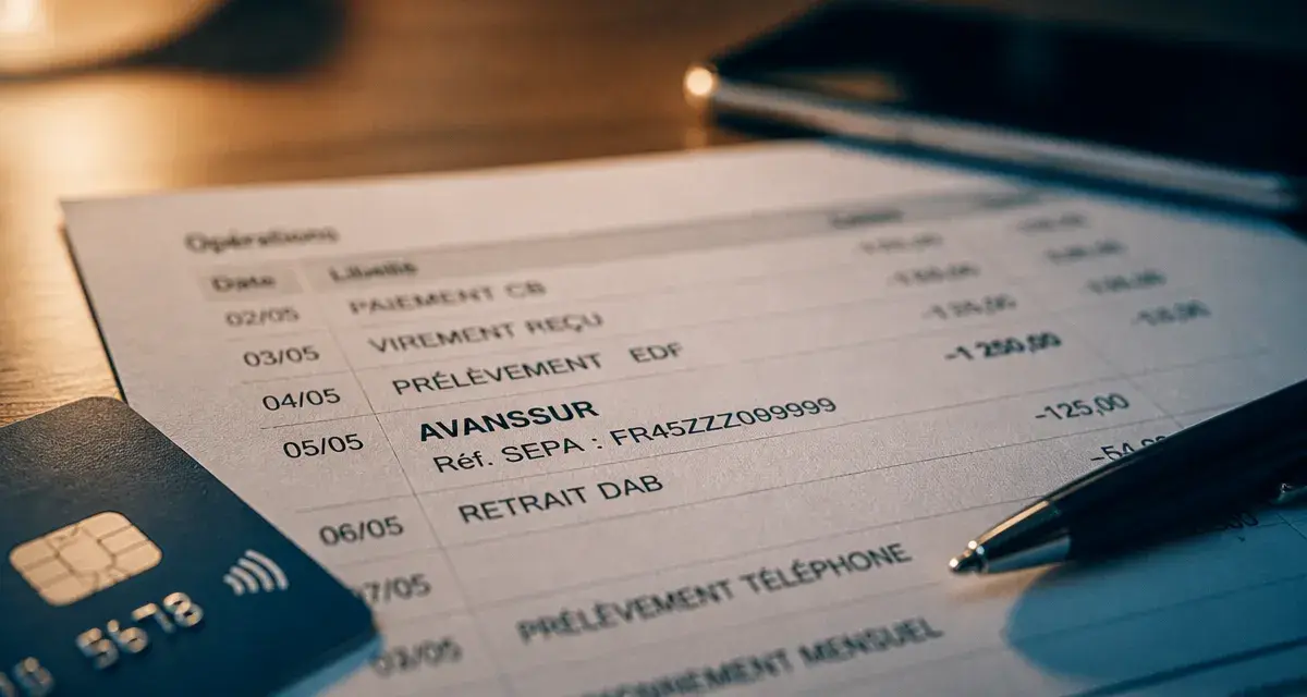 Avanssur c’est quoi : prélèvement bancaire AVANSSUR sur relevé SEPA