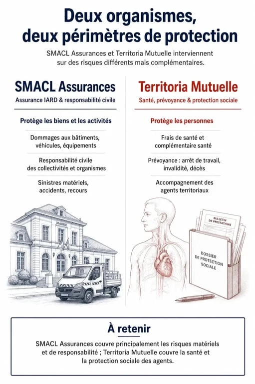 Schéma explicatif de la séparation entre SMACL Assurances et Territoria Mutuelle pour les agents territoriaux