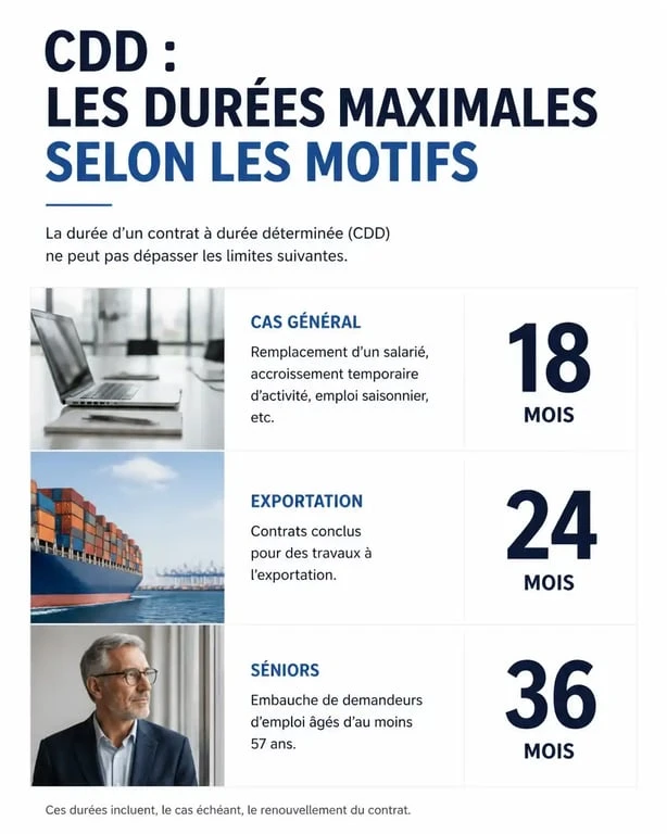 Tableau récapitulatif des durées maximales de CDD selon le motif