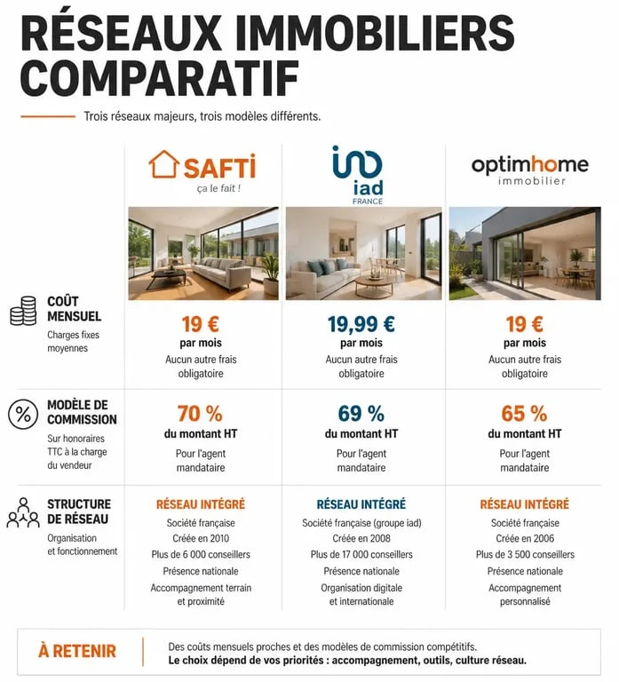 Comparatif des réseaux immobiliers : SAFTI avis négatif et points clés