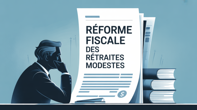 Réforme fiscale retraités modestes, document sur table, ambiance administrative