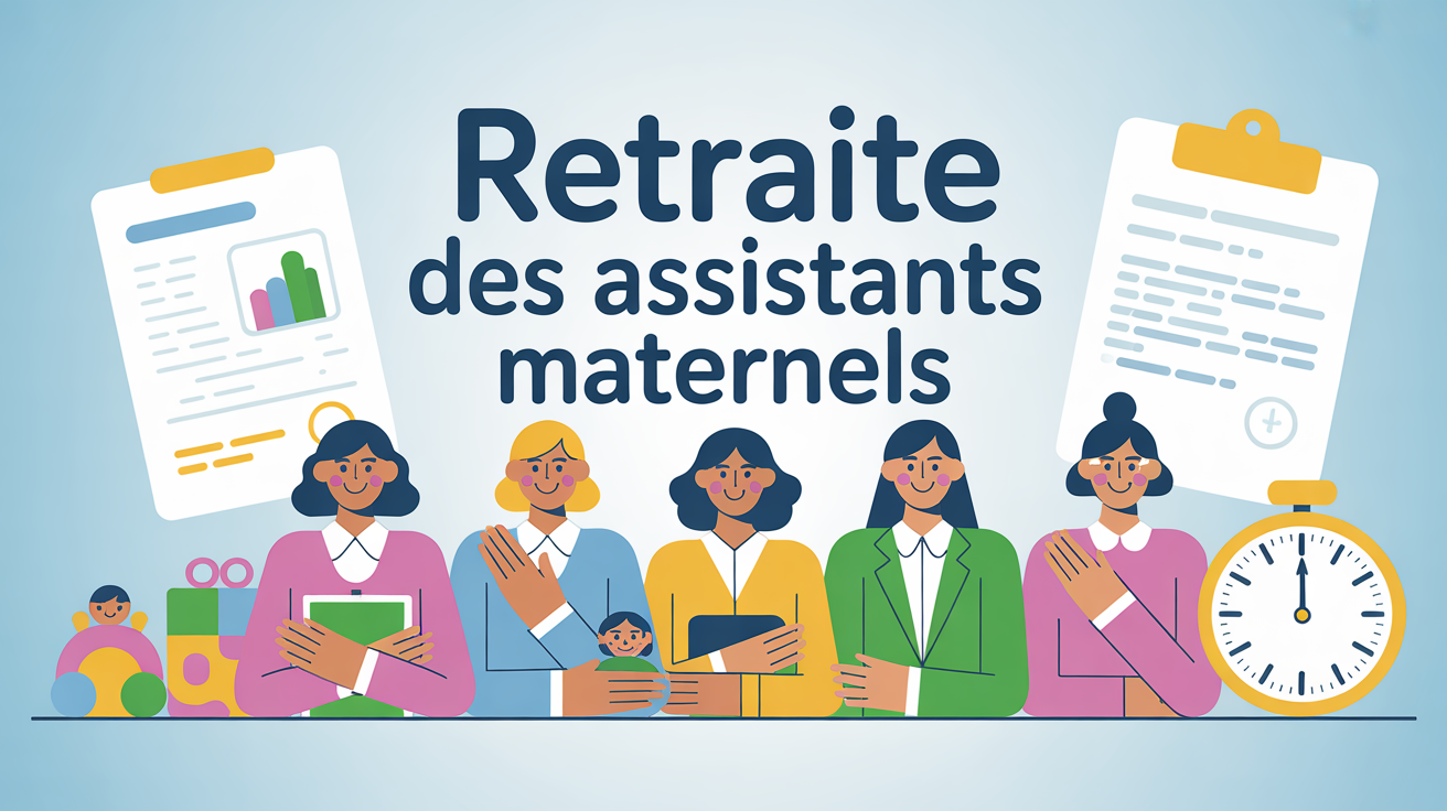 retraite des assistants maternels personnages devant documents