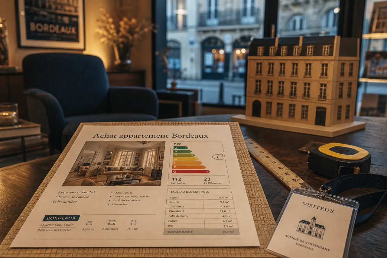 Achat appartement bordeaux : vérifier prix 4 343 €/m² et DPE